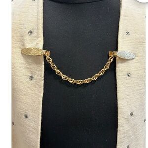 Vintage Sweater Clips 1950s Gold Tone Hardware Textured Clips 7 3/4 in. Length